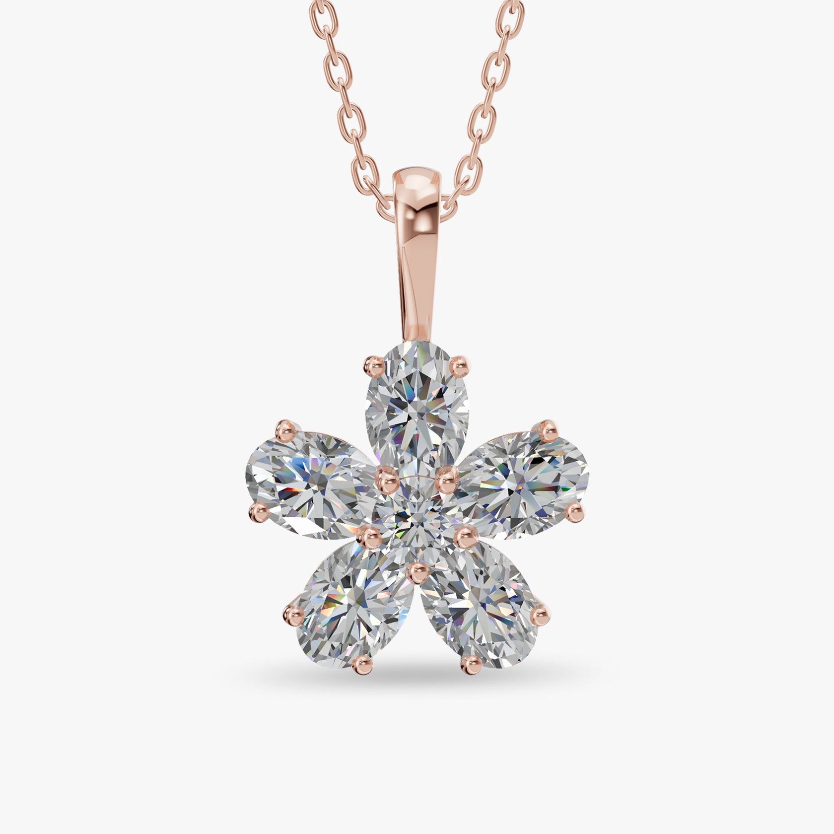 Radiant Floral Blossom Laboratory Grown Diamond Pendant