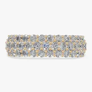 Triple Rows Round Cut Laboratory Grown Diamond Rings