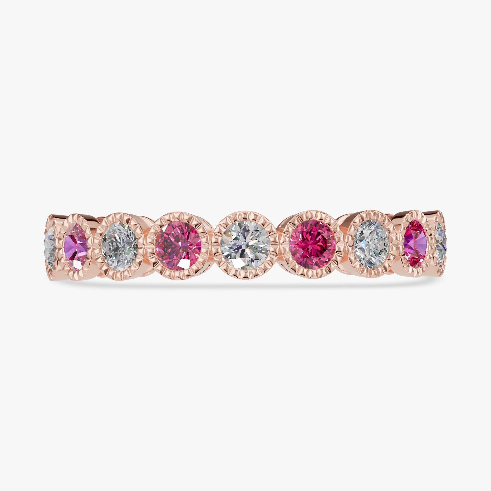 Half Eternity Round Bezel Set Wedding Band